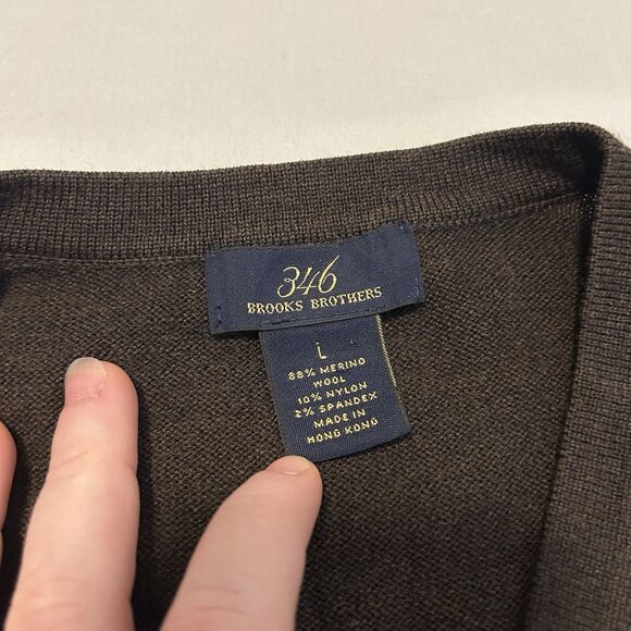 Brooks Brothers 365 Merino Wool Sweater V Neck Pullover Brown - Mens Large - Picture 6 of 10